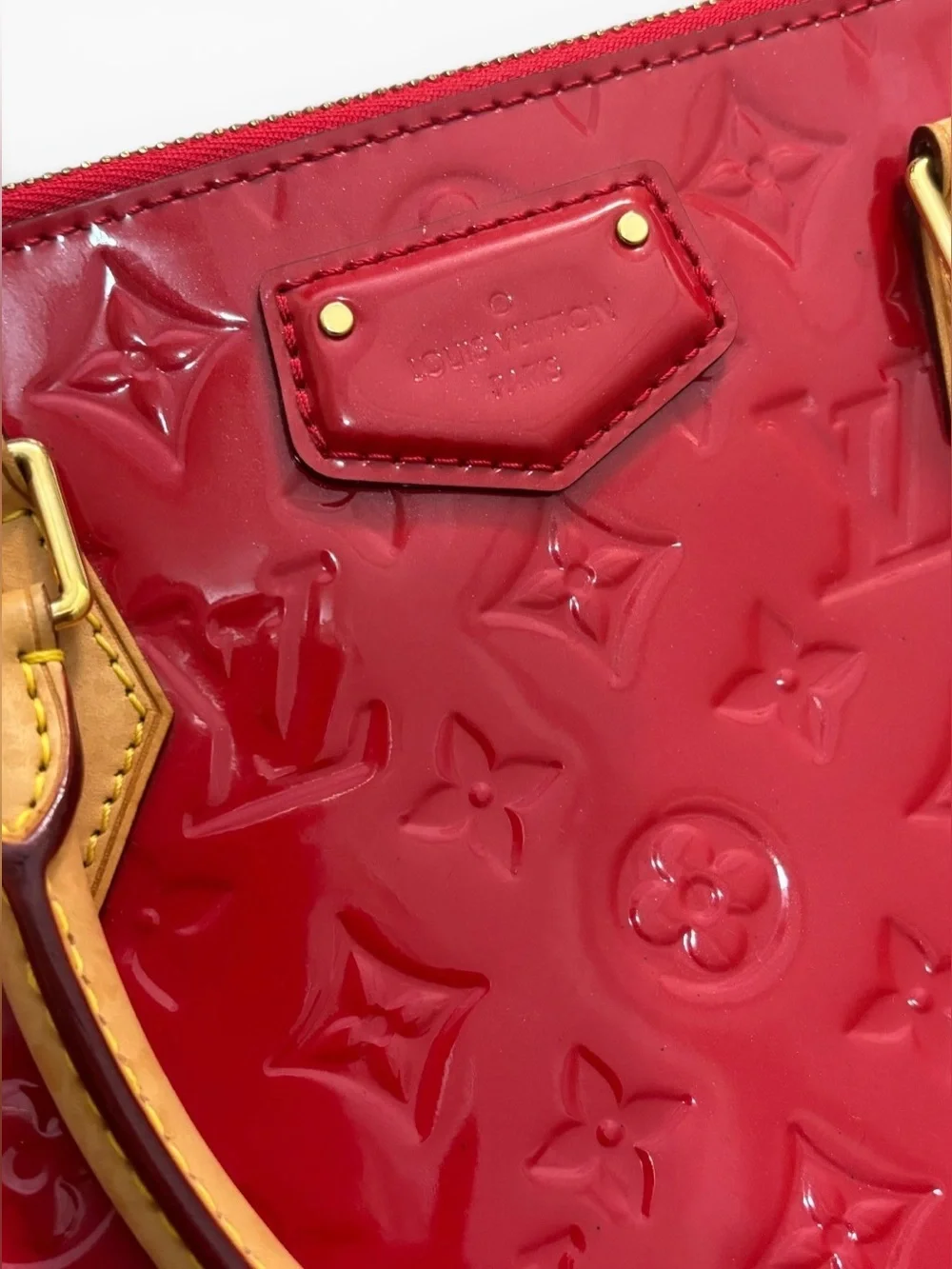 Louis Vuitton Montebello MM Red Monogram Vernis Patent Leather Satchel Bag